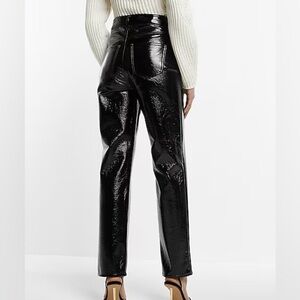 Express faux leather jeans, straight leg, high rise.